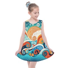 Waves Ocean Sea Abstract Whimsical (3) Kids  Summer Dress
