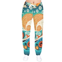 Waves Ocean Sea Abstract Whimsical (3) Women Velvet Drawstring Pants by Jancukart