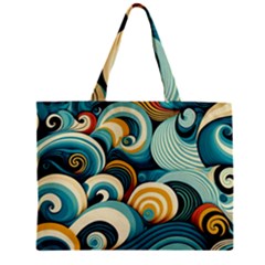 Waves Ocean Sea Abstract Whimsical (1) Zipper Mini Tote Bag by Jancukart