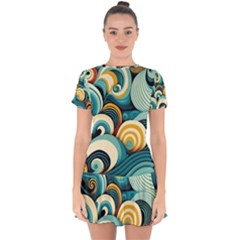 Waves Ocean Sea Abstract Whimsical (1) Drop Hem Mini Chiffon Dress by Jancukart