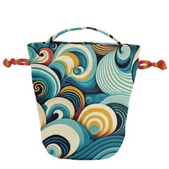 Waves Ocean Sea Abstract Whimsical (1) Drawstring Bucket Bag by Jancukart