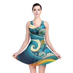 Waves Wave Ocean Sea Abstract Whimsical Reversible Skater Dress by Jancukart