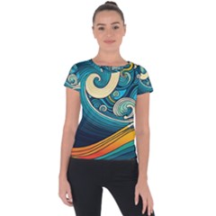 Waves Wave Ocean Sea Abstract Whimsical Short Sleeve Sports Top 