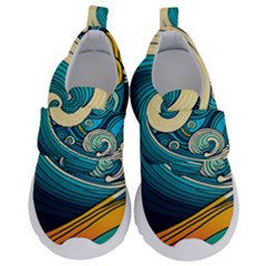 Waves Wave Ocean Sea Abstract Whimsical Kids  Velcro No Lace Shoes