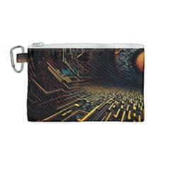 Data Technology Coding Pattern Canvas Cosmetic Bag (medium) by Jancukart