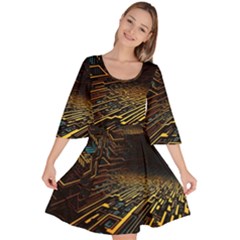 Data Technology Coding Pattern Velour Kimono Dress by Jancukart