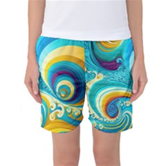 Waves Ocean Sea Abstract Whimsical Women s Basketball Shorts by Jancukart