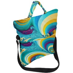 Waves Ocean Sea Abstract Whimsical Fold Over Handle Tote Bag by Jancukart