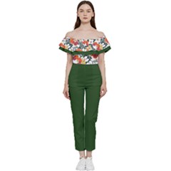 Floral Pattern Off Shoulder Ruffle Top Jumpsuit by flowerland