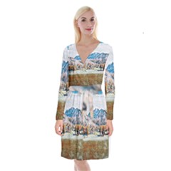 Trentino Alto Adige, Italy. Long Sleeve Velvet Front Wrap Dress