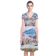 Trentino Alto Adige, Italy  Short Sleeve Front Wrap Dress by ConteMonfrey
