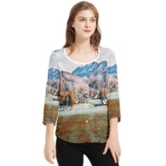 Trentino Alto Adige, Italy  Chiffon Quarter Sleeve Blouse by ConteMonfrey