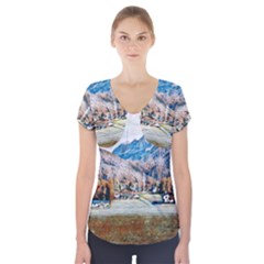 Trentino Alto Adige, Italy  Short Sleeve Front Detail Top by ConteMonfrey