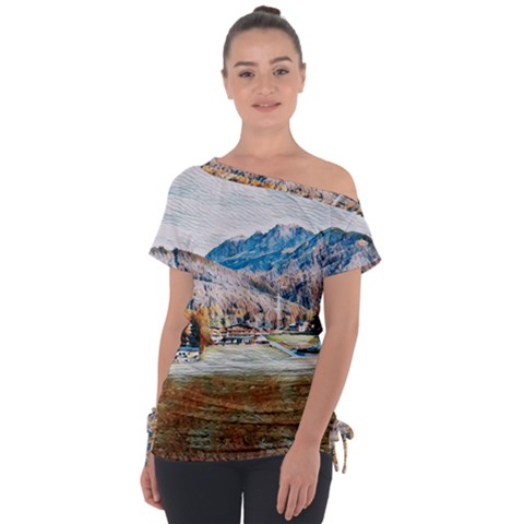 Trentino Alto Adige, Italy  Off Shoulder Tie-up Tee by ConteMonfrey