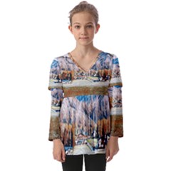 Trentino Alto Adige, Italy  Kids  V Neck Casual Top by ConteMonfrey