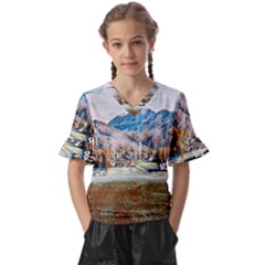 Trentino Alto Adige, Italy  Kids  V-neck Horn Sleeve Blouse by ConteMonfrey