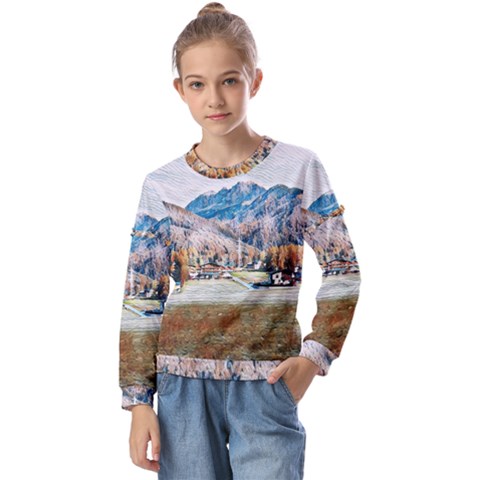 Trentino Alto Adige, Italy  Kids  Long Sleeve Tee With Frill  by ConteMonfrey