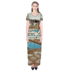 Alone On Gardasee, Italy  Short Sleeve Maxi Dress