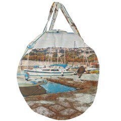 Alone On Gardasee, Italy  Giant Round Zipper Tote by ConteMonfrey