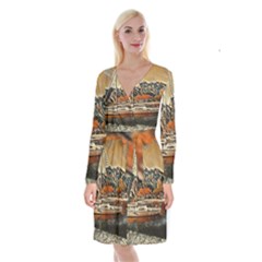 Art Boats Garda, Italy  Long Sleeve Velvet Front Wrap Dress by ConteMonfrey