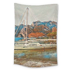 Boats On Lake Garda, Italy  Large Tapestry by ConteMonfrey