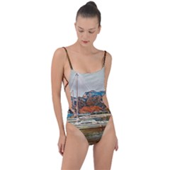 Boats On Lake Garda, Italy  Tie Strap One Piece Swimsuit by ConteMonfrey