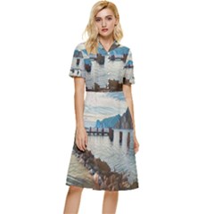 Ducks On Gardasee Button Top Knee Length Dress by ConteMonfrey