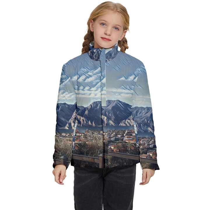 Lake in Italy Kids  Puffer Bubble Jacket Coat