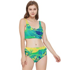 Blue And Green Boat Modern  Frilly Bikini Set by ConteMonfrey