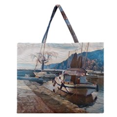 Boats On Gardasee, Italy  Zipper Large Tote Bag by ConteMonfrey