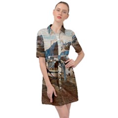 Boats On Gardasee, Italy  Belted Shirt Dress by ConteMonfrey
