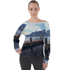 Pier On The End Of A Day Off Shoulder Long Sleeve Velour Top by ConteMonfrey