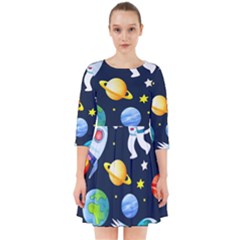Space Galaxy Seamless Background Smock Dress by Jancukart