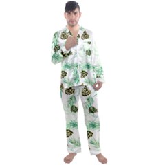 Watercolor Pattern Winter Men s Long Sleeve Satin Pajamas Set