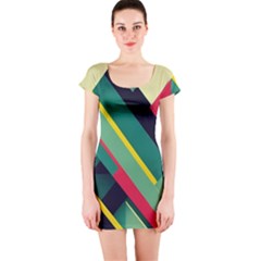 Pattern Abstract Geometric Design Short Sleeve Bodycon Dress by Jancukart