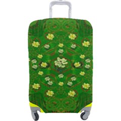 Lotus Bloom In Gold And A Green Peaceful Surrounding Environment Luggage Cover (large)