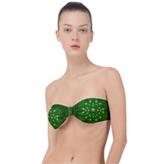Lotus Bloom In Gold And A Green Peaceful Surrounding Environment Classic Bandeau Bikini Top  by pepitasart