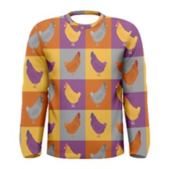 Chickens Pixel Pattern - Version 1a Men s Long Sleeve Tee by wagnerps