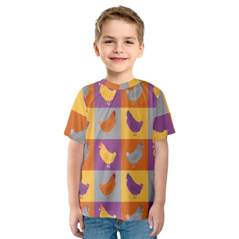 Chickens Pixel Pattern - Version 1a Kids  Sport Mesh Tee by wagnerps