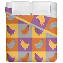 Chickens Pixel Pattern - Version 1a Duvet Cover Double Side (california King Size) by wagnerps