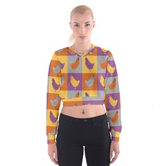 Chickens Pixel Pattern - Version 1a Cropped Sweatshirt by wagnerps