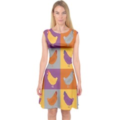 Chickens Pixel Pattern - Version 1a Capsleeve Midi Dress by wagnerps