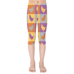 Chickens Pixel Pattern - Version 1a Kids  Capri Leggings  by wagnerps