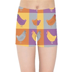 Chickens Pixel Pattern - Version 1a Kids  Sports Shorts by wagnerps