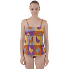 Chickens Pixel Pattern - Version 1a Twist Front Tankini Set