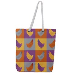 Chickens Pixel Pattern - Version 1a Full Print Rope Handle Tote (large) by wagnerps
