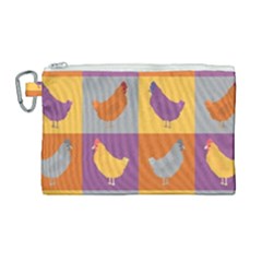 Chickens Pixel Pattern - Version 1a Canvas Cosmetic Bag (large) by wagnerps