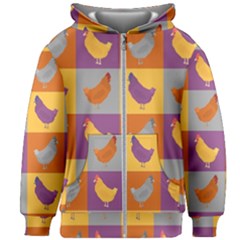 Chickens Pixel Pattern - Version 1a Kids  Zipper Hoodie Without Drawstring by wagnerps