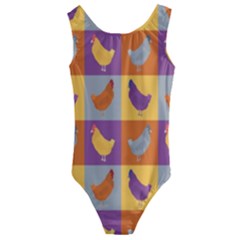 Chickens Pixel Pattern - Version 1a Kids  Cut-out Back One Piece Swimsuit by wagnerps