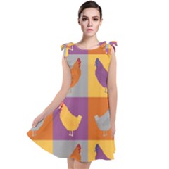 Chickens Pixel Pattern - Version 1a Tie Up Tunic Dress by wagnerps